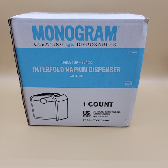 Interfold Napkin Dispenser Table Top Black Plastic Monogram Cleaning Disposables - Picture 7 of 12